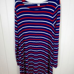 Old Navy Red White & Blue Striped Long Sleeve T-Shirt Dress